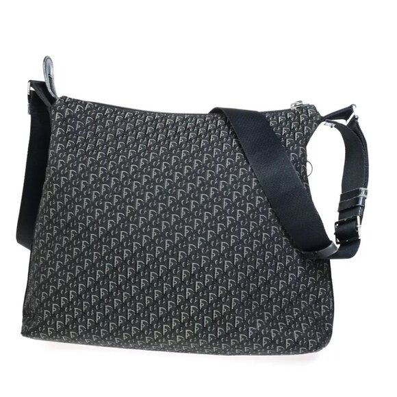 CHRISTIAN DIOR Logo Trotter Pattern Shoulder Bag Canvas Leather Black 83FA741 - Picture 1 of 16